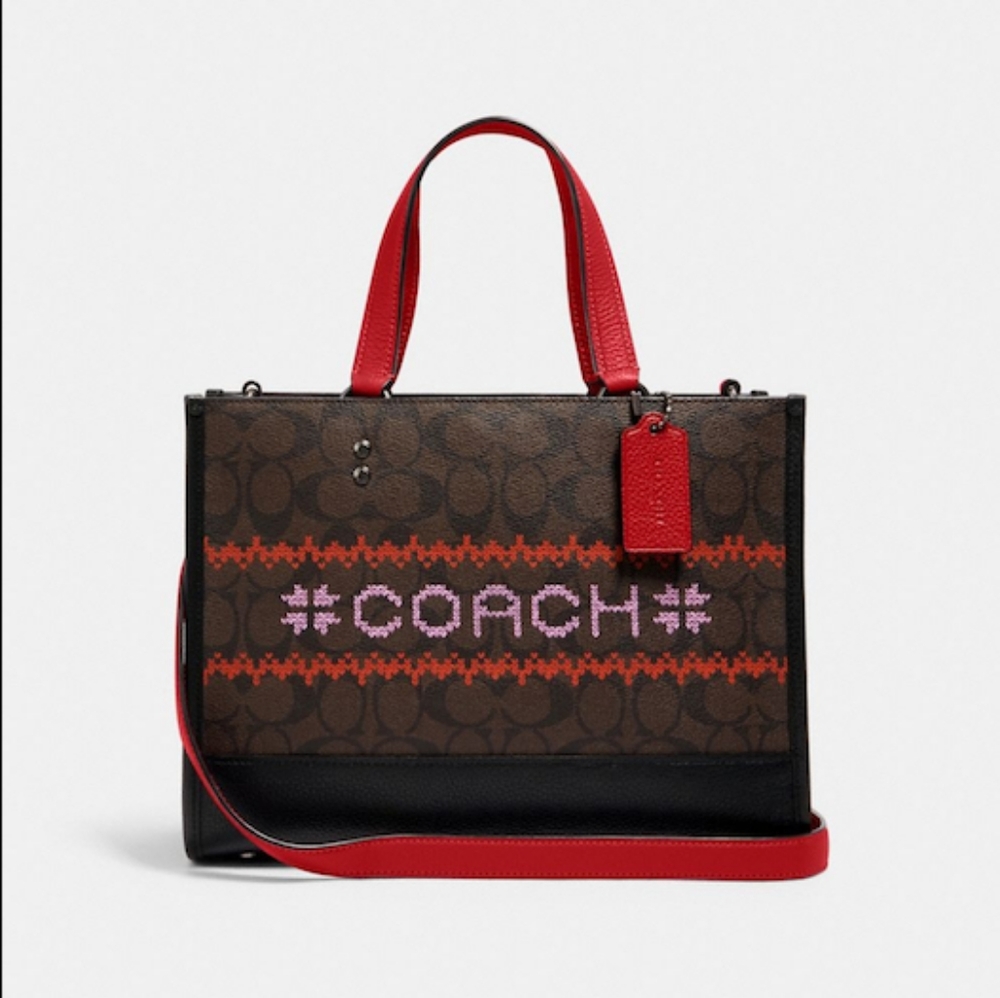 Coach Dempsey Fair Isle Tote Shoulder Bag
